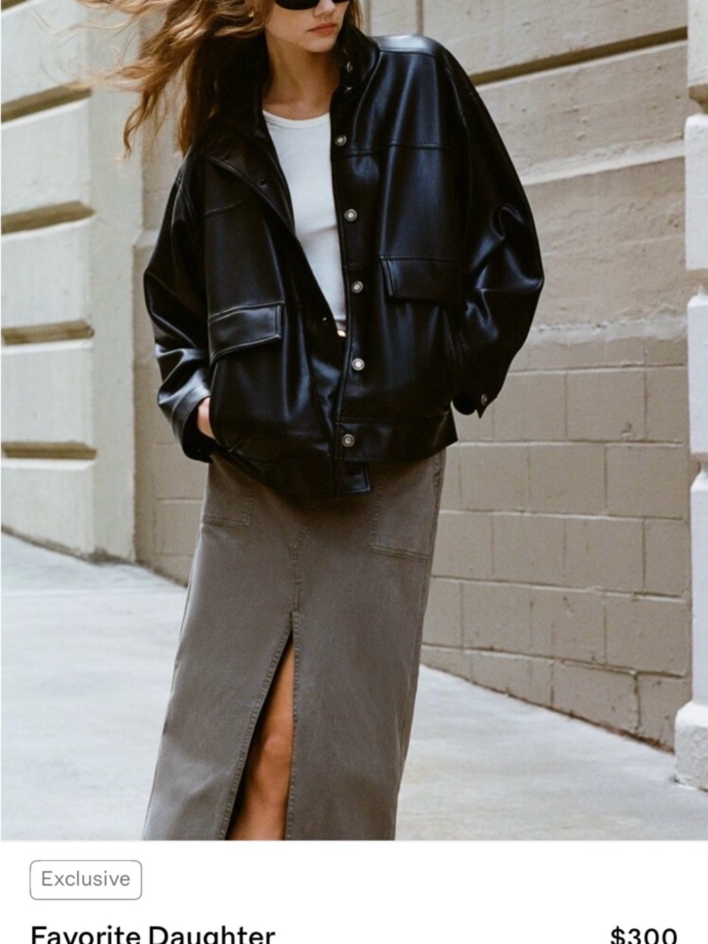 Favorite Daughter Black Faux Leather Oversized Jacket